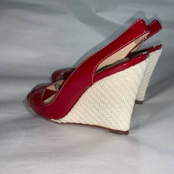 CHRISTIAN LOUBOUTIN size 38.5 red patent WEDGES - Picture 13 of 15
